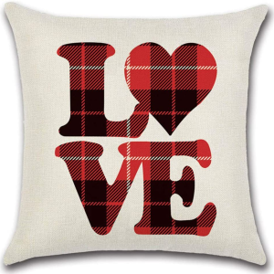 LIYACHAO Be Mine Set of 4 Happy Valentines Day Decorations for the Home Red Pillow Covers Love Heart Farmhouse Square Cushion Cases for Sofa Couch 18X18 Inches,Valentines Gifts