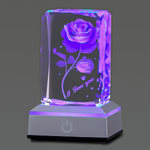 Hochance 3D Rose Crystal Multicolor Nightlight - I Love You Decolamp - Perfect Valentines Day Gift Ideas for Her My Girlfriend Wife Mom - Unique Anniversary Birthday Presents