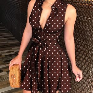 Women's V-neck printed dress with dress