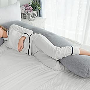 Angqi Body Pregnancy Pillow with Jersey Cover, L Shaped Full Body Pillow for Pregnant Women and Side Sleeping