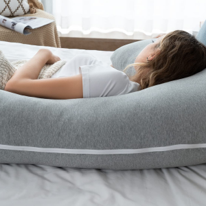 Angqi Body Pregnancy Pillow with Jersey Cover, L Shaped Full Body Pillow for Pregnant Women and Side Sleeping