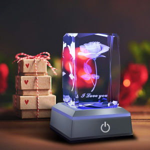 Hochance 3D Rose Crystal Multicolor Nightlight - I Love You Decolamp - Perfect Valentines Day Gift Ideas for Her My Girlfriend Wife Mom - Unique Anniversary Birthday Presents