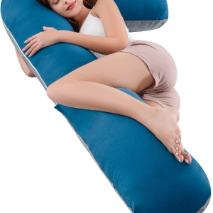 Angqi Body Pregnancy Pillow with Jersey Cover, L Shaped Full Body Pillow for Pregnant Women and Side Sleeping