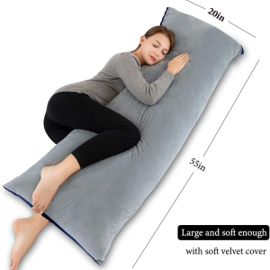 INSEN Full Body Pillow for Adults and Pregnancy, Large Long Body Pillows for Sleeping with Removable Velvet Cover.