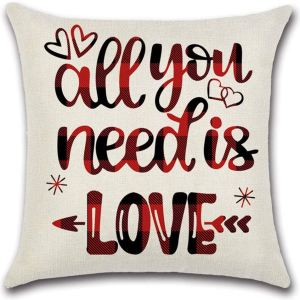 LIYACHAO Be Mine Set of 4 Happy Valentines Day Decorations for the Home Red Pillow Covers Love Heart Farmhouse Square Cushion Cases for Sofa Couch 18X18 Inches,Valentines Gifts