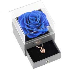 Preserved Flower Jewelry Box Necklace Rose Acrylic