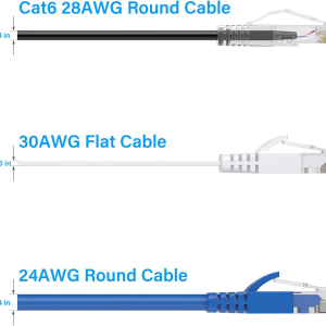 Dacrown Cat 6 1000 Mbps Ethernet Cable 50 Ft, Solid Cat6 Patch Cable, High Speed Ultra Thin Gaming Internet Network Cable with RJ45 Connectors for Router & Modem, Faster than Cat5E Cat5, Black