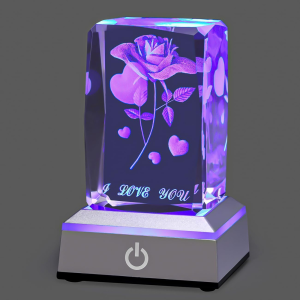 Hochance 3D Rose Crystal Multicolor Nightlight - I Love You Decolamp - Perfect Valentines Day Gift Ideas for Her My Girlfriend Wife Mom - Unique Anniversary Birthday Presents