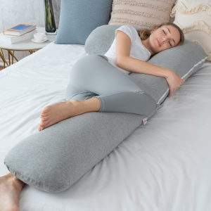 Angqi Body Pregnancy Pillow with Jersey Cover, L Shaped Full Body Pillow for Pregnant Women and Side Sleeping