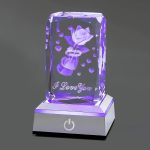 Hochance 3D Rose Crystal Multicolor Nightlight - I Love You Decolamp - Perfect Valentines Day Gift Ideas for Her My Girlfriend Wife Mom - Unique Anniversary Birthday Presents