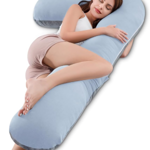 Angqi Body Pregnancy Pillow with Jersey Cover, L Shaped Full Body Pillow for Pregnant Women and Side Sleeping