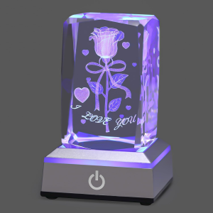 Hochance 3D Rose Crystal Multicolor Nightlight - I Love You Decolamp - Perfect Valentines Day Gift Ideas for Her My Girlfriend Wife Mom - Unique Anniversary Birthday Presents