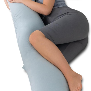 Angqi Body Pregnancy Pillow with Jersey Cover, L Shaped Full Body Pillow for Pregnant Women and Side Sleeping