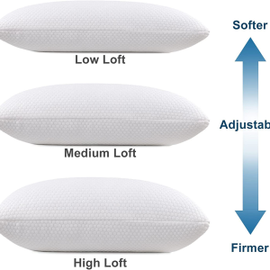 Molblly Standard Pillows Shredded Memory Foam Set of 2 Pack Standard Size Cooling Bed Pillows 20 X 26 In,Adjustable Loft Washable the Pillow for Side Back Stomach Sleeper Pillows for Sleeping