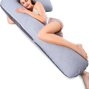 Angqi Body Pregnancy Pillow with Jersey Cover, L Shaped Full Body Pillow for Pregnant Women and Side Sleeping