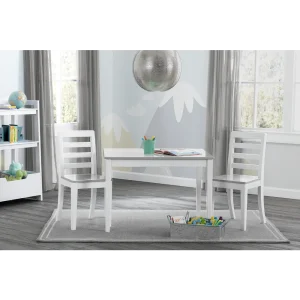 Delta Children Gateway Table and 2 Chairs Set - Greenguard Gold Certified, Bianca White/Grey