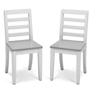 Delta Children Gateway Table and 2 Chairs Set - Greenguard Gold Certified, Bianca White/Grey