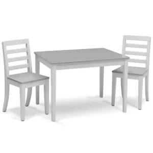 Delta Children Gateway Table and 2 Chairs Set - Greenguard Gold Certified, Bianca White/Grey