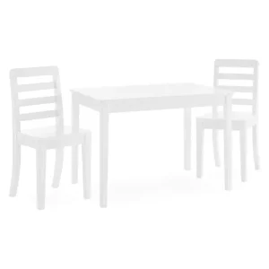 Delta Children Gateway Table and 2 Chairs Set - Greenguard Gold Certified, Bianca White/Grey